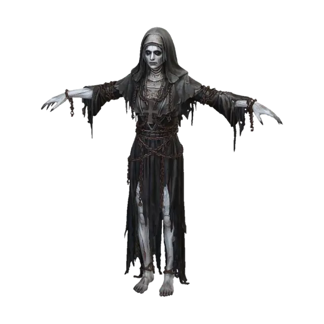 The Chainbound Nun 3D model, vytvořený pomocí AI