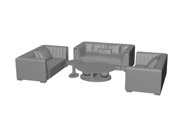 3D model for Regal Velvet Lounge Set with Marble Coffee Table