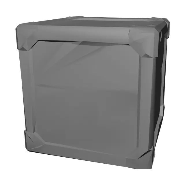 3D model for Metal crate, square, closed lid, riveted, yellow paint highlights, no background