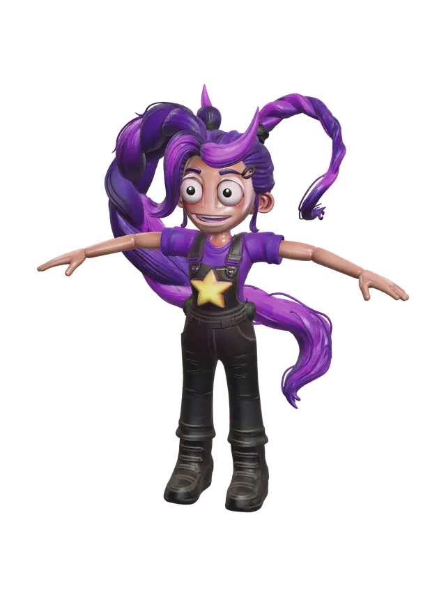 Stylized Lily Love Braids 3D model, vytvořený pomocí AI