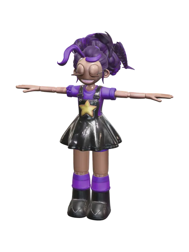 Low-Poly Lily Love Braids 3D model, vytvořený pomocí AI