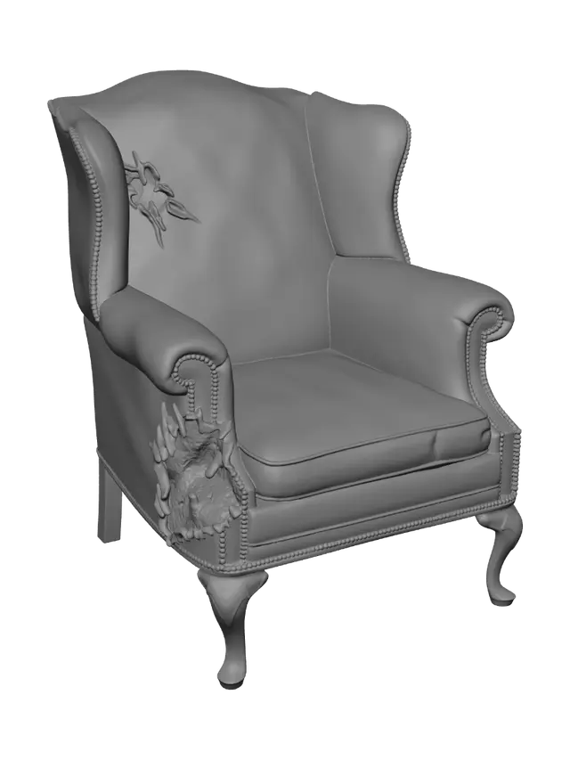 3D model for Damaged Velvet Armchair