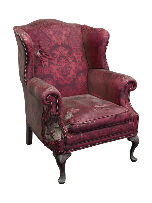 3D model for Damaged Velvet Armchair