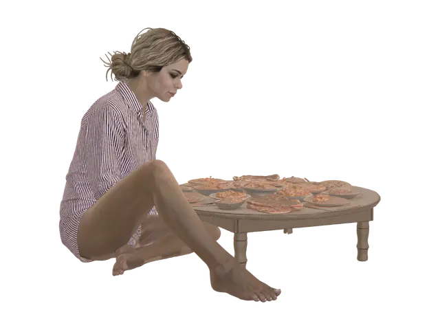 Evening Feast on the Floor 3D model, vytvořený pomocí AI