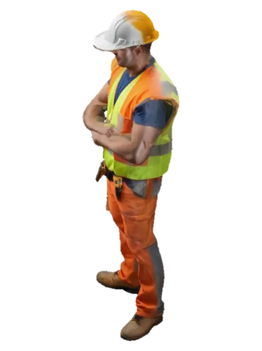construction worker 3D model, vytvořený pomocí AI