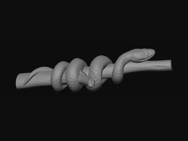 3D model for Coiled black snake on a pipe