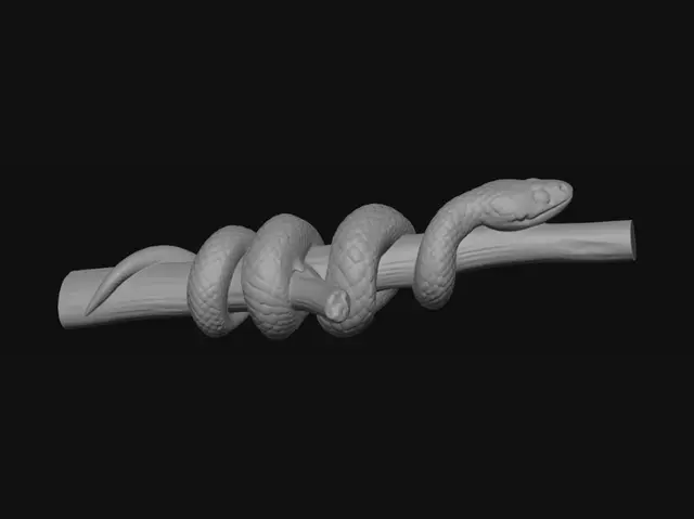 3D model for Coiled black snake on a pipe