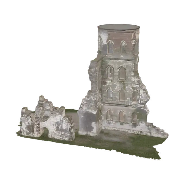 Round Tower Ruin - Towering 3D model, vytvořený pomocí AI
