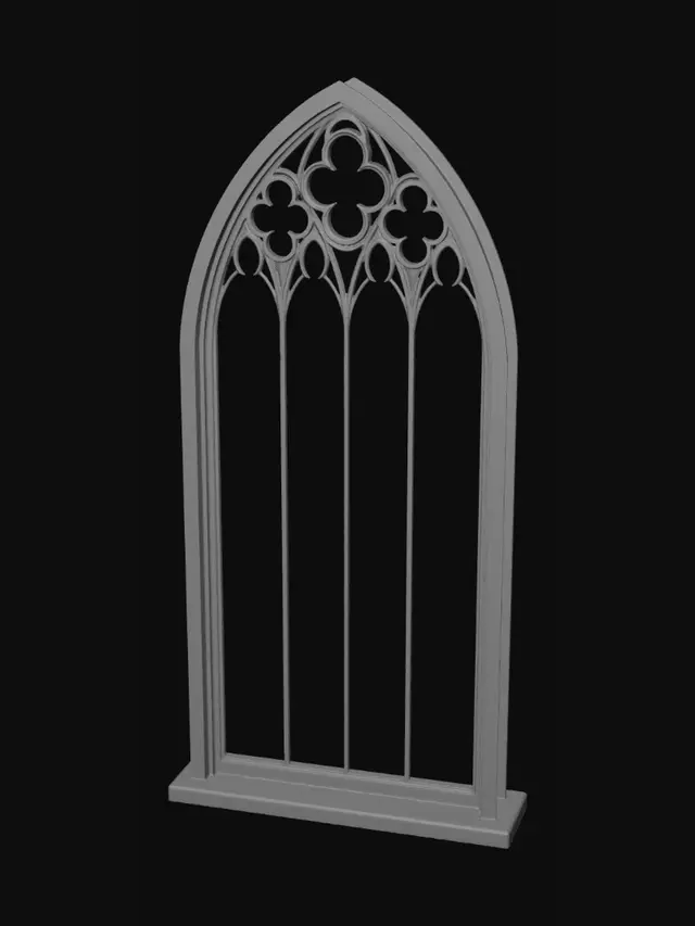 3D model for Gothic Arch Window Tracery - Front and Back