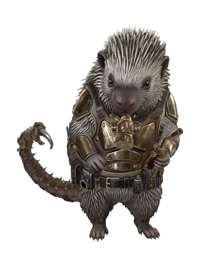 Steamhog the Gearwright 3D-model, gegenereerd door AI