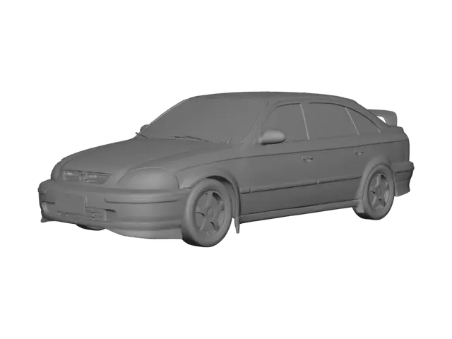 3D model for Silver Honda on a Quiet Street at Dusk