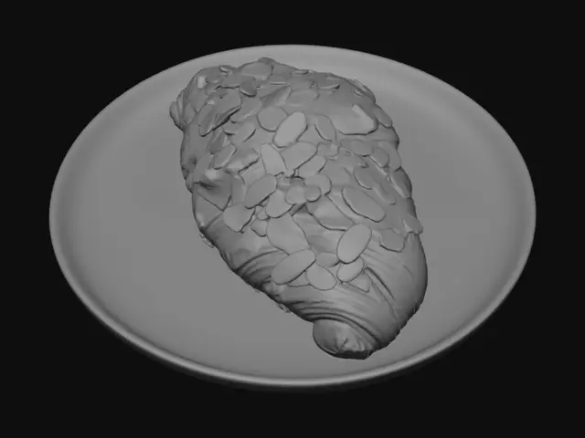 3D model for Almond croissant on a plate