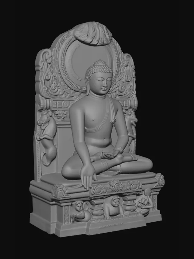 3D model for Buddha on an Ornate Carved Throne