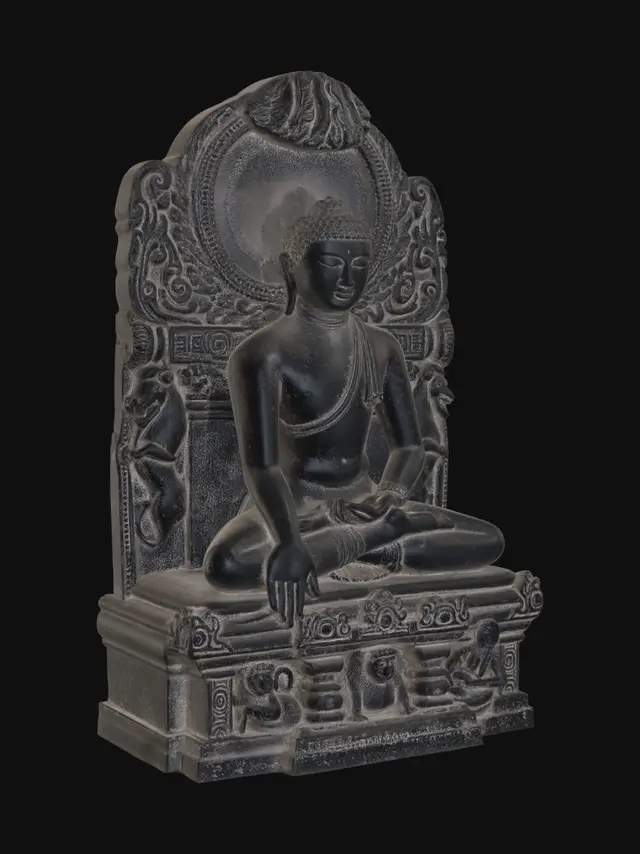 3D model for Buddha on an Ornate Carved Throne