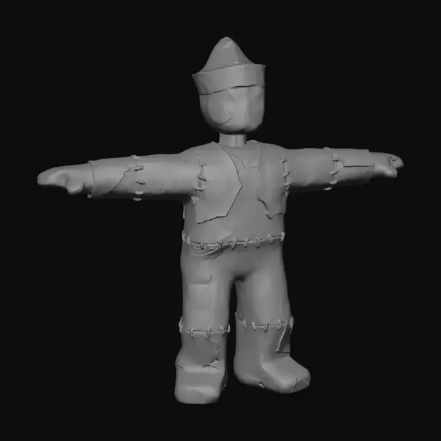 3D model for A handcrafted simplified human from canada, imperfect textures, made of clay, paper, wood, visible brush strokes and handmade seams, realistic lighting with soft shadows, highly detailed, photorealistic photography, centered composition,
