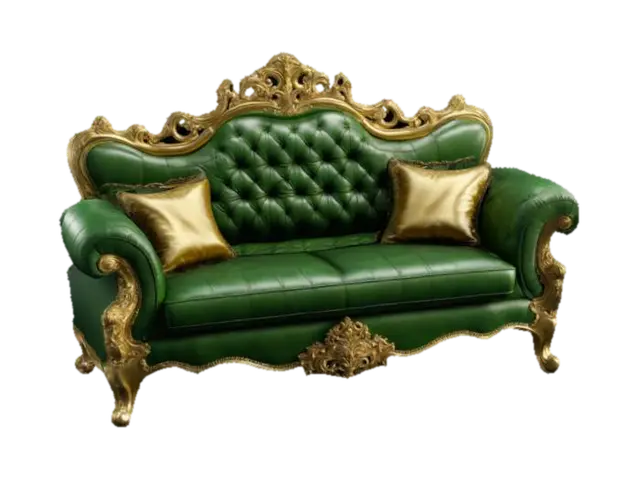 ultra detailed baroque sofa, game style, enhanced and vivid colors 3D model, vytvořený pomocí AI