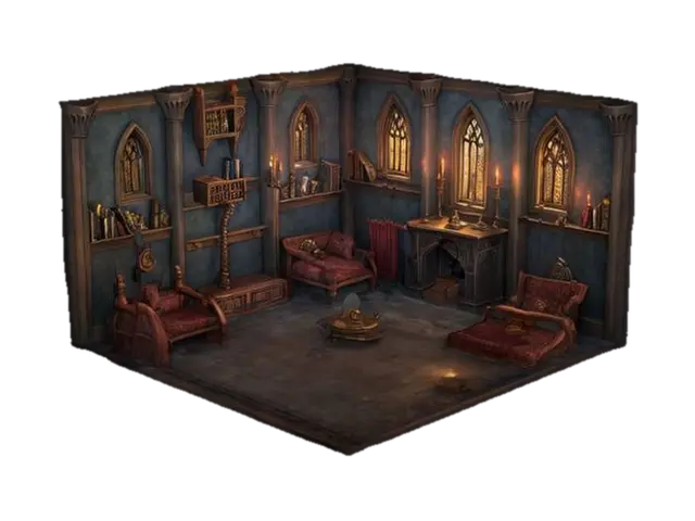 ultra detailed enchanted harry potter style castle room, game style, enhanced… - Harrypotter 3D-model, gegenereerd door AI