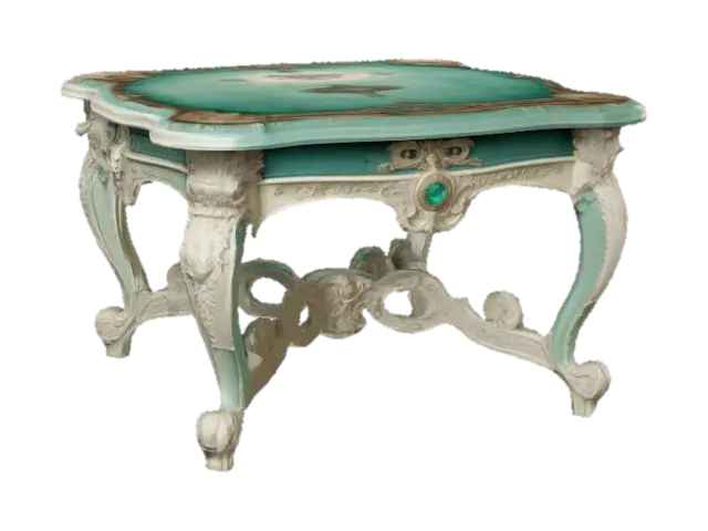 ultra detailed decorated victorian table, game style, enhanced colors 3D model, vytvořený pomocí AI