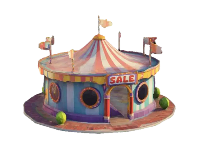 low poly and cartoon style amusement building - Entertainment 3D model, vytvořený pomocí AI