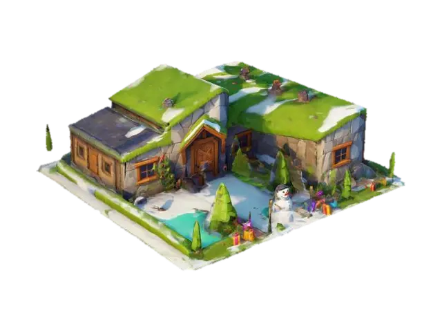 Winter Wonderland House 3D model, vytvořený pomocí AI