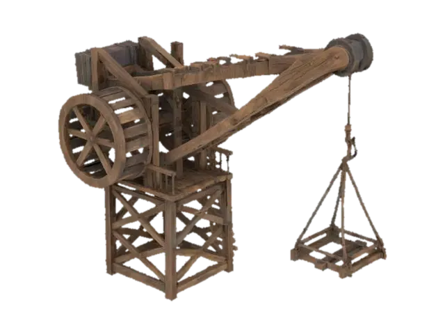 Medieval Treadwheel Crane - Mechanism 3D model, vytvořený pomocí AI