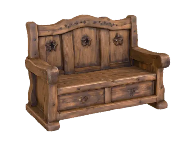 Rustic Wooden Bench - Park 3D model, vytvořený pomocí AI