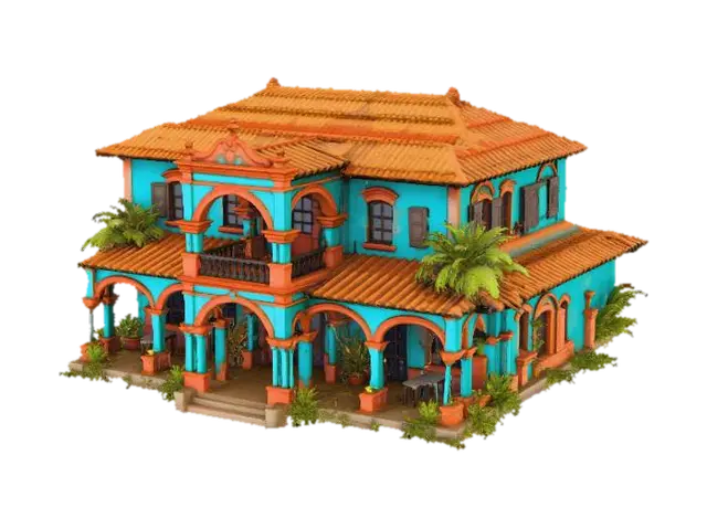 Casa Caribeña - Village 3D model, vytvořený pomocí AI