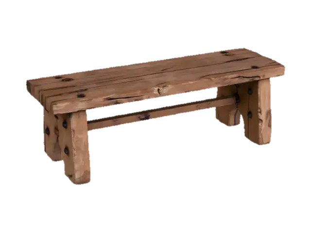 “A simple wooden bench inspired by Roman slave quarters. The object is long and… - Utilitarian 3D model, vytvořený pomocí AI
