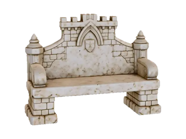 Castle Bench - Courtyard 3D model, vytvořený pomocí AI