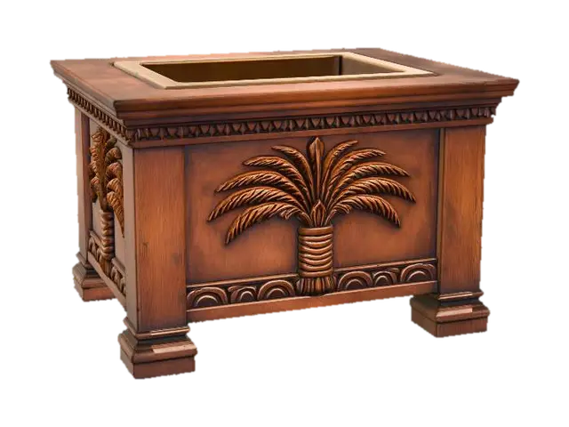 Palm Tree Carved Wooden Box - Hollow 3D model, vytvořený pomocí AI