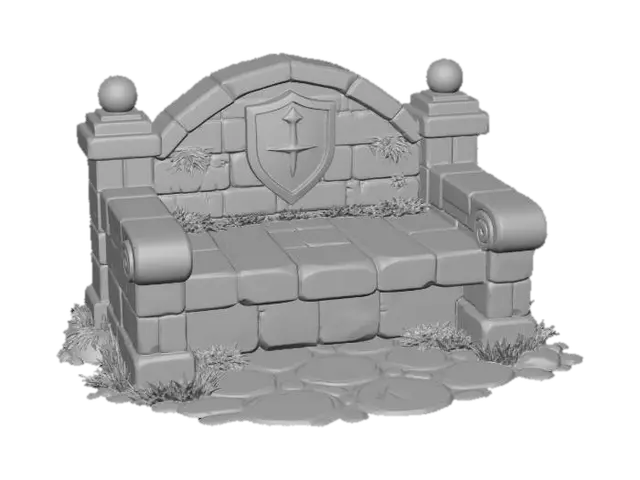 3D model for Stone Bench with Shield Crest