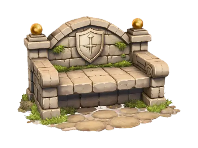 3D model for Stone Bench with Shield Crest