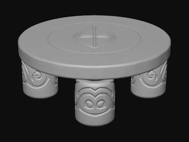 3D model for Carved Round Stool with Shield Emblem