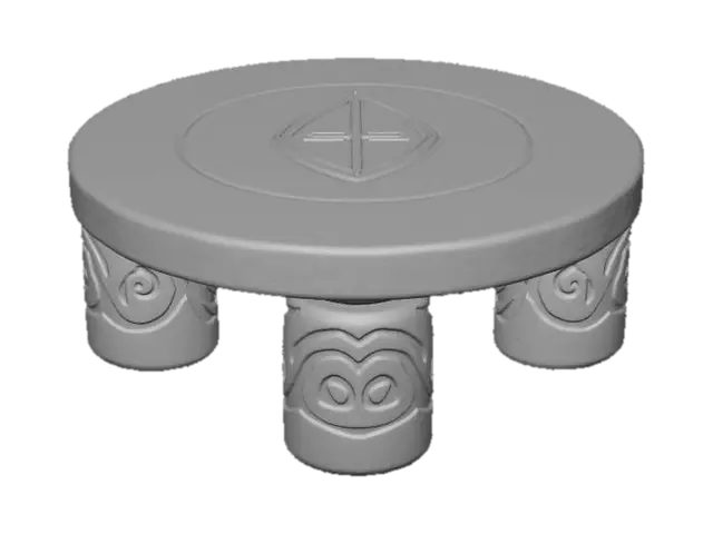 3D model for Carved Round Stool with Shield Emblem