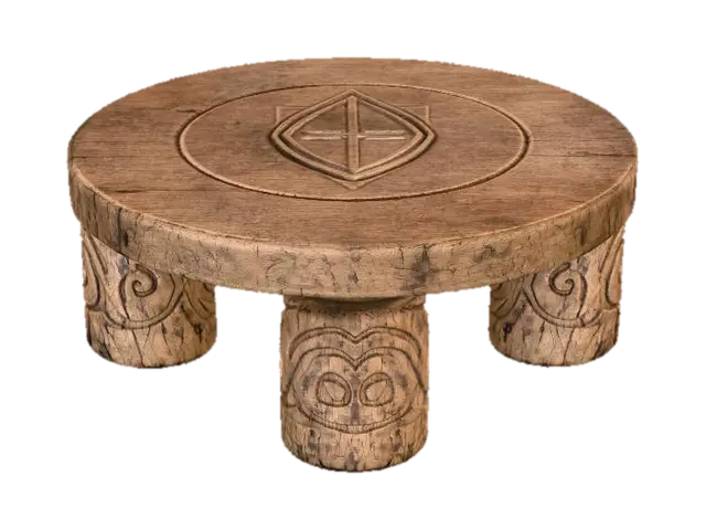 3D model for Carved Round Stool with Shield Emblem