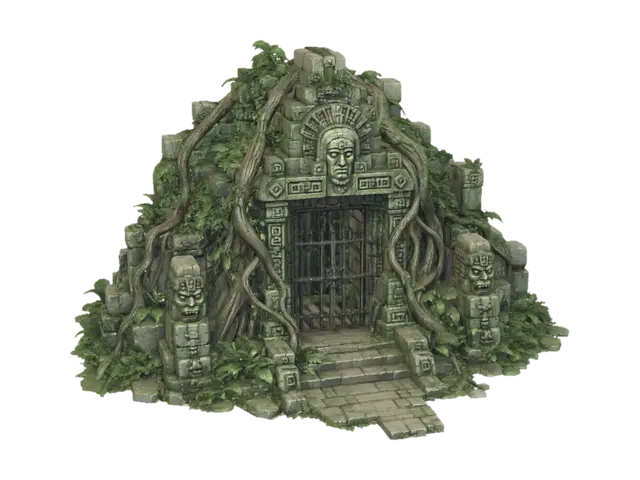Verdant Temple Gate - Courtyard 3D model, vytvořený pomocí AI