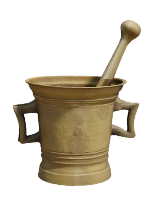 Bronze Mortar with Pestle - Kitchenware 3D model, vytvořený pomocí AI