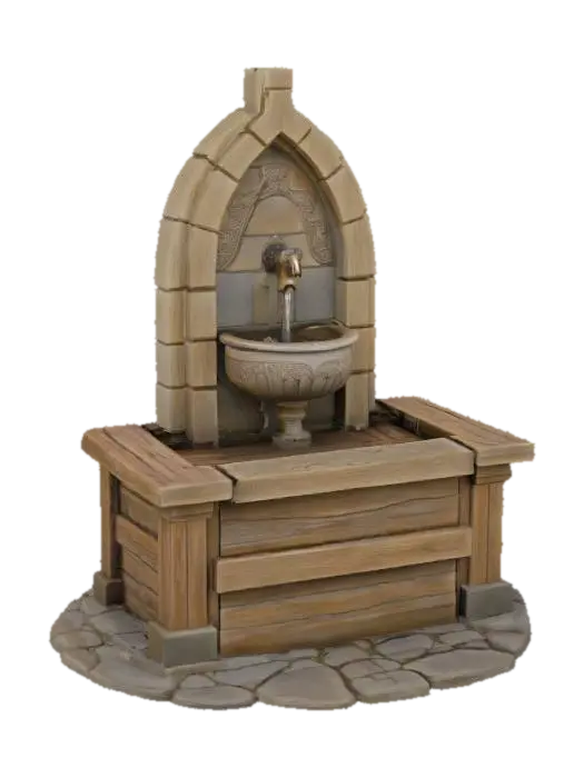 Stone Serenity Fountain 3D model, vytvořený pomocí AI