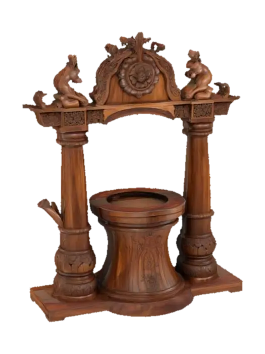 Ornate Wooden Spice Grinder - Utensil 3D model, vytvořený pomocí AI