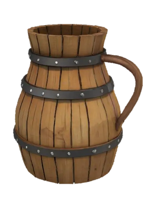 Wooden Barrel Jug - Farm 3D model, vytvořený pomocí AI