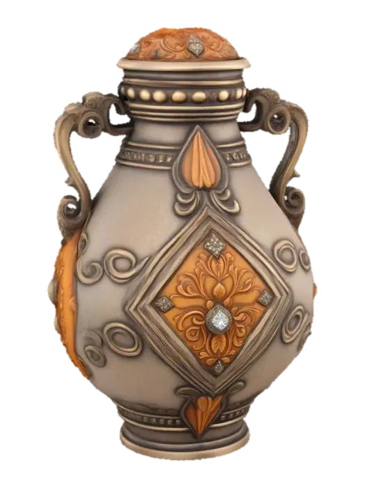 Ornate Heraldic Vase 3D model, vytvořený pomocí AI