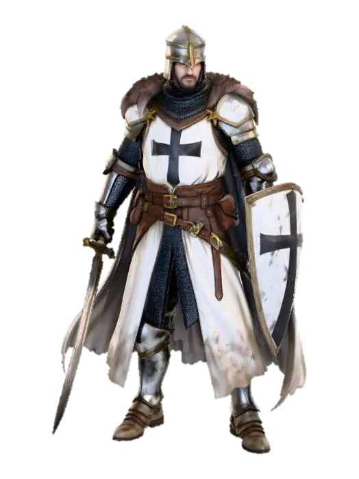 Crusader Knight 3D model, vytvořený pomocí AI