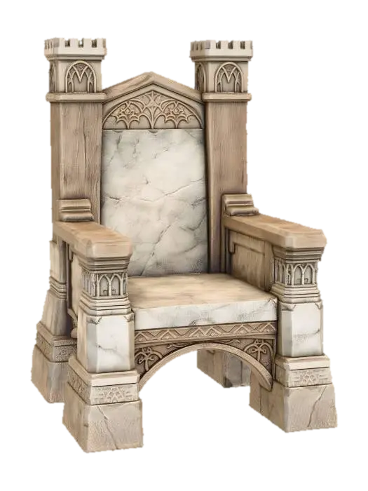 Gothic Stone Throne - Courtyard 3D model, vytvořený pomocí AI