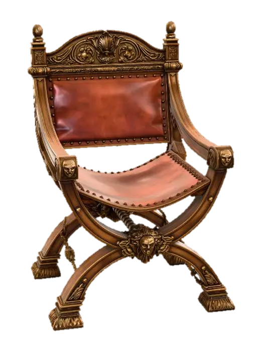 Modelong 3D na Regal Leather Throne Chair - Scene, ginawa ng AI