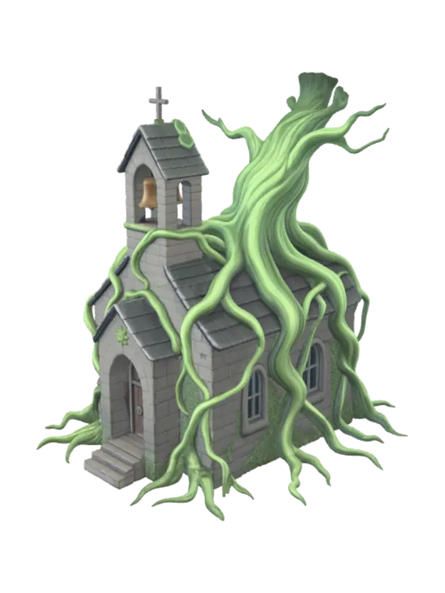 Vinebound Chapel 3D model, vytvořený pomocí AI