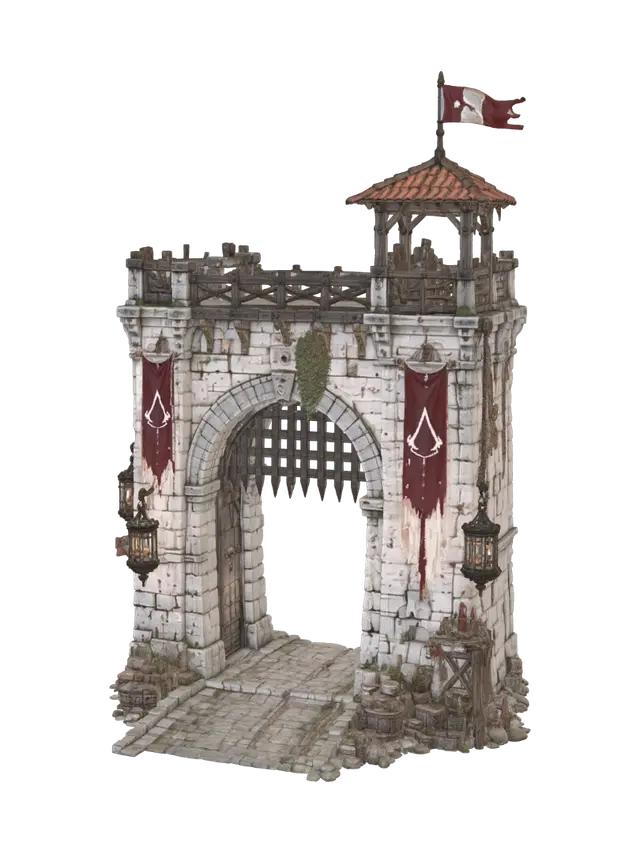 Forsaken Gatehouse 3D model, vytvořený pomocí AI
