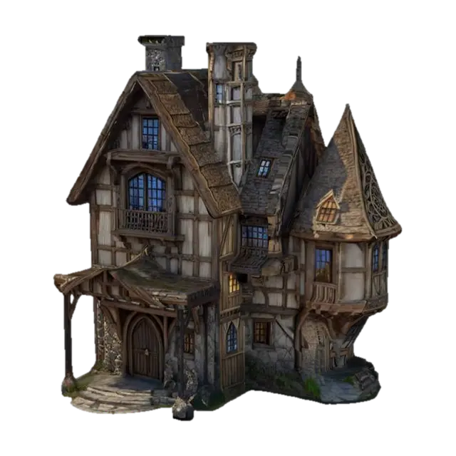 Stone Cottage - Charming 3D model, vytvořený pomocí AI