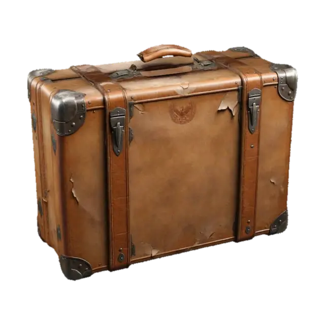 ultra detailed and realistic rectangular, vintage suitcase with a textured brown… 3D model, vytvořený pomocí AI
