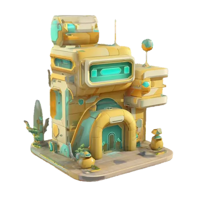 3D-модель Stylized Building - Rounded, сгенерированная ИИ