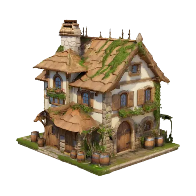 Fantasy House - Fairytale 3D model, vytvořený pomocí AI